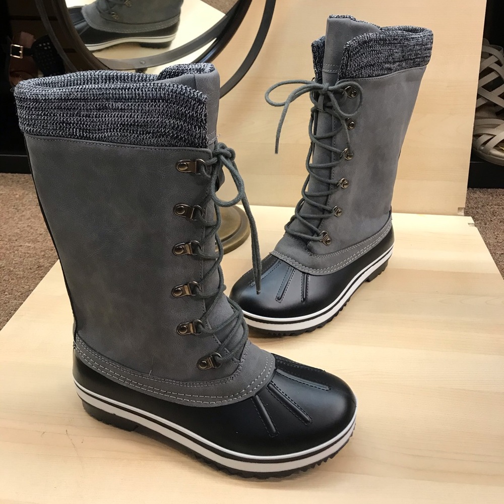 Grey snow boots